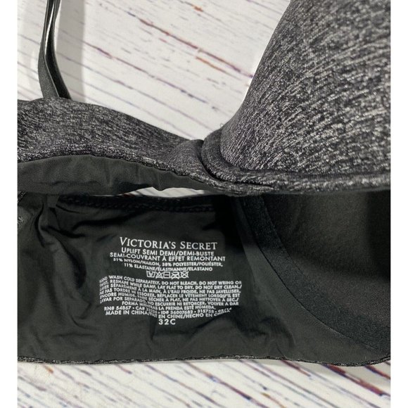 Victorias Secret Uplift Semi Demi Bra 32 C Black Underwire Padded Adjustable - Picture 5 of 11